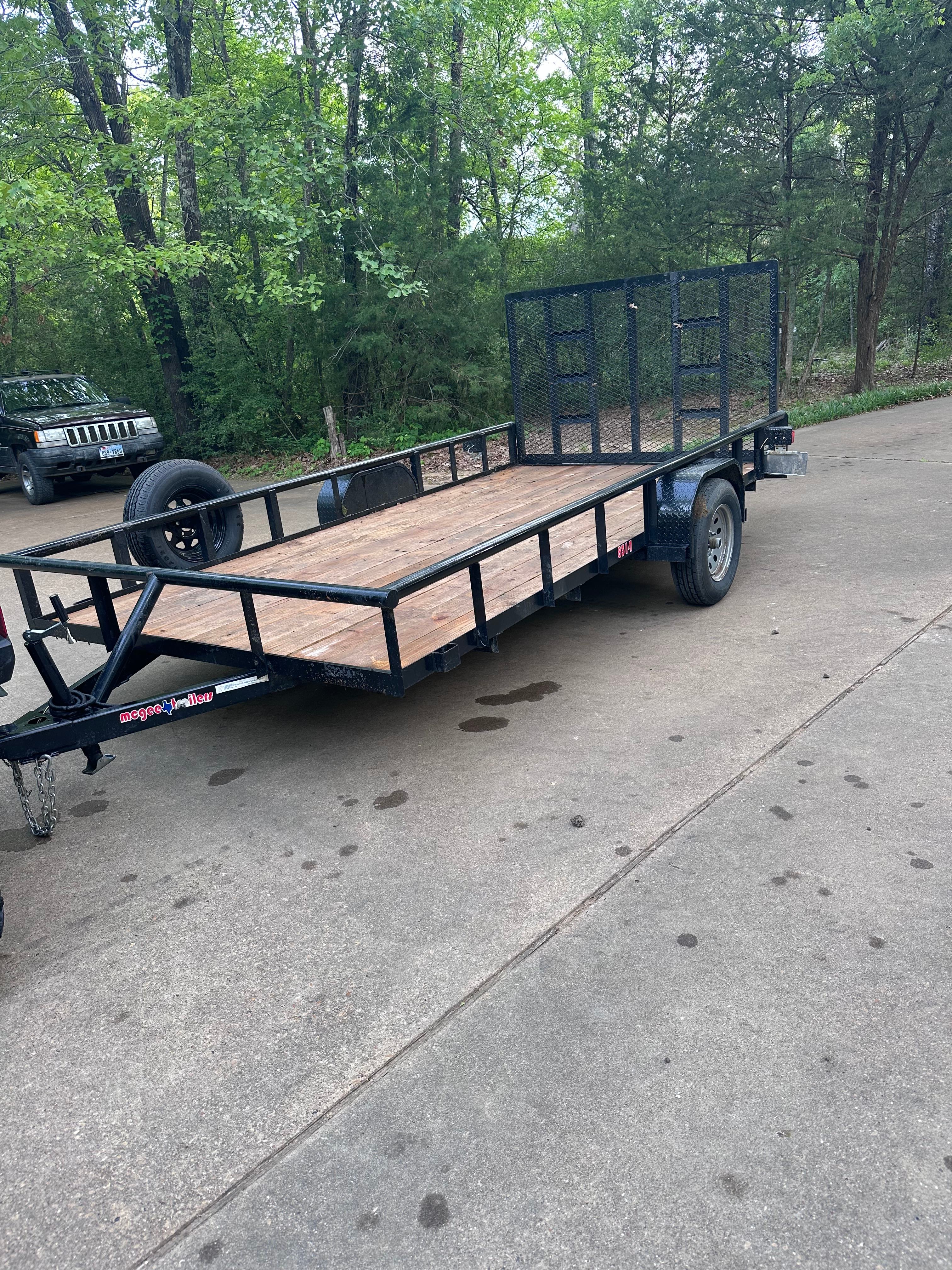 83" x 14ft open utility trailer with mesh ramp gate for rent in Kemp, TX